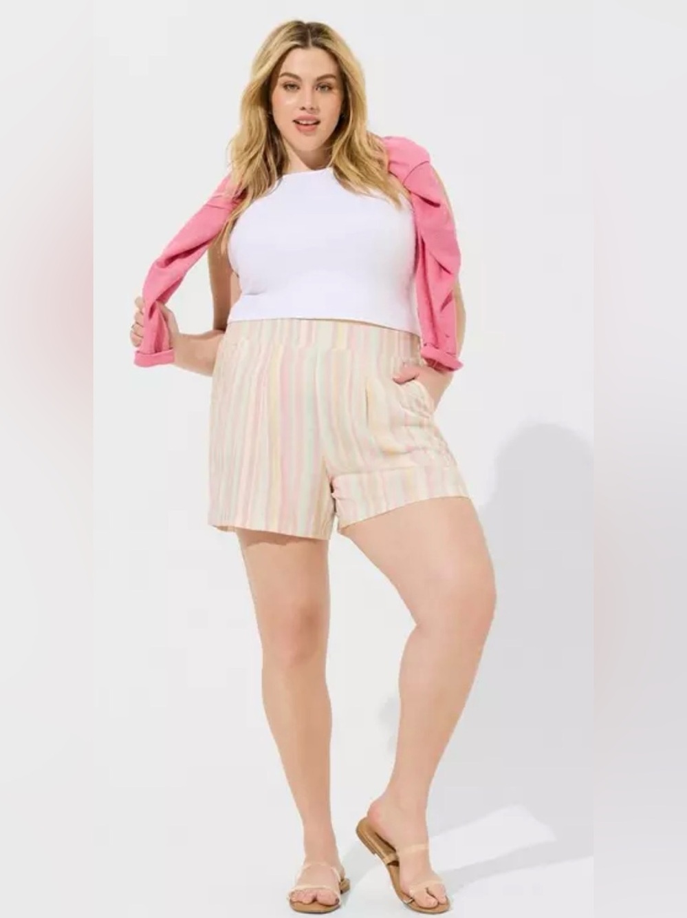 Torrid 3.5” Challis Shorts Size 1 (1X) Pastel Striped